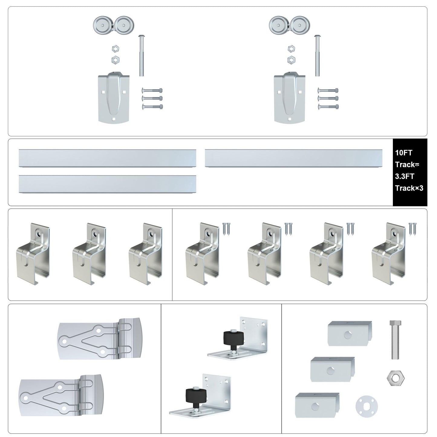 HARDJULAN 10FT Heavy-Duty Galvanized Steel Exterior Sliding Barn Door Hardware Kit, 450 lbs Capacity,Kit for Outdoor,Fit for MAX 1 Door Width 60in