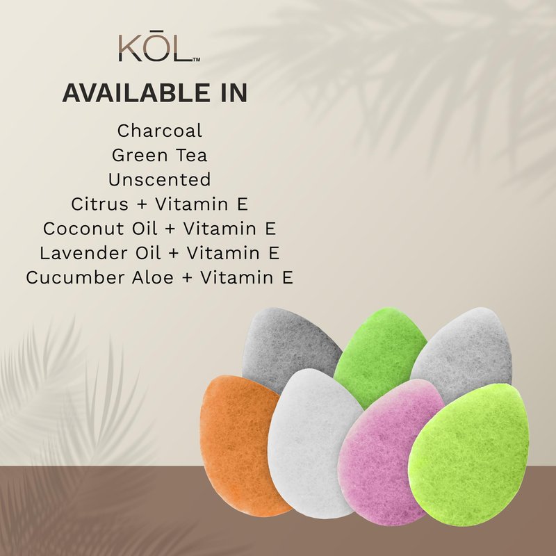 KOL Face Scrubber Pads, Unscented Exfoliating Facial Cleansing Sponges with Vitamin E for Gentle Daily Face Wash and Makeup Removal, 6 Count