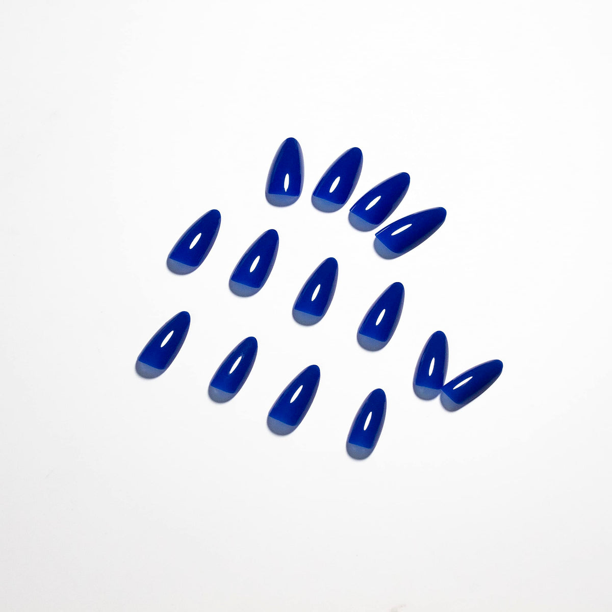 Dark Blue Press on Nails Medium Stiletto Almond,KQueenest Pure Color Acrylic Nails Kit Reusable Fake Nails with Feature Protective UV Coating for Women Nail Art Manicure in 24PCS