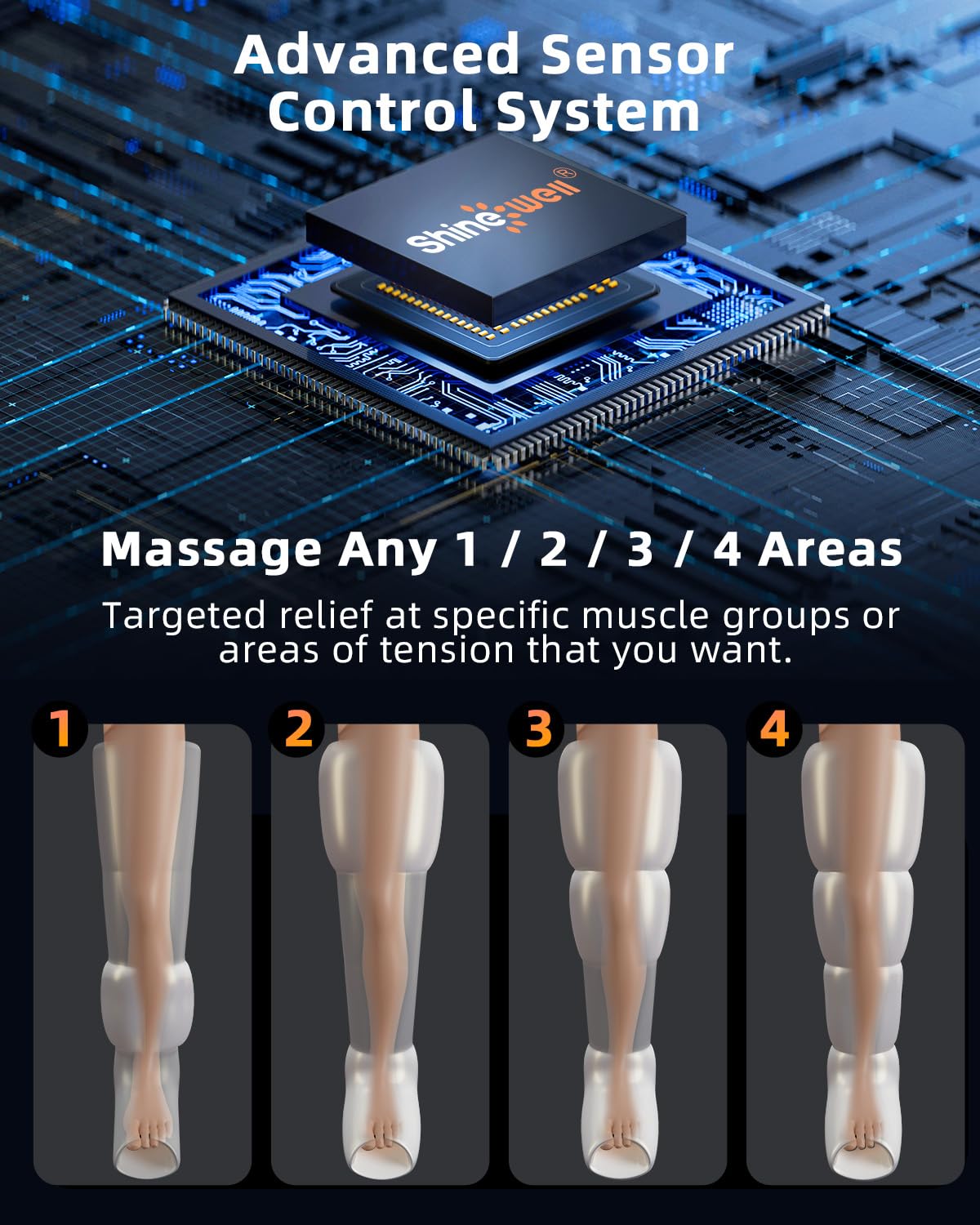 SHINE WELL Leg Recovery Compression System, Professional Foot and Leg Air Compression Boots, 4-Zone Sequential Device for Massage Therapy, Fast Recovery & Improved Circulation for Athletes (Medium)