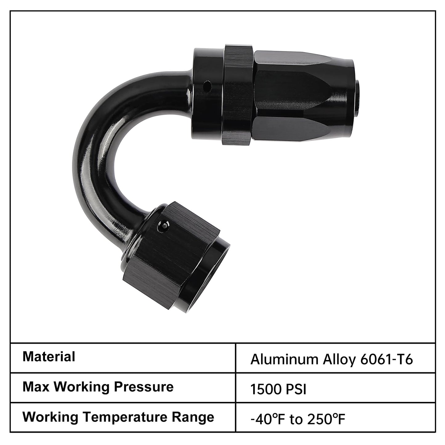 EVIL ENERGY 12AN Hose End Fitting 150 Degree Swivel for CPE Braided Fuel Hose Black