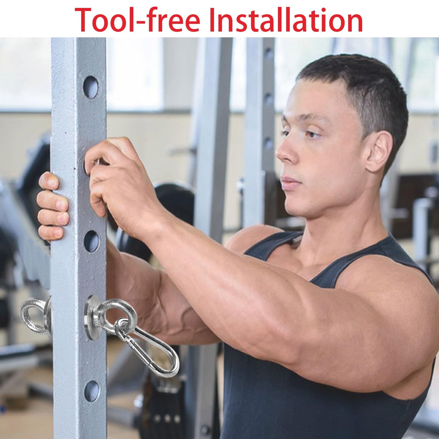 Ertuohg 2PCS Power Rack Attachments, Heavy Duty Squat Rack Attachments, Power Rack Shackle Band Attachment for Strength Training, Resistance Band Accessories Fits 1" Holes"