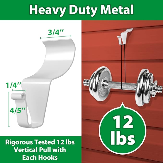 Booda Brand Vinyl Siding Hooks for Hanging (6 Pack), No Nails Needed Siding Hooks Vinyl Siding Clips, Heavy-Duty Stainless Steel Siding Hangers for Hanging Wreaths, String Lights, White