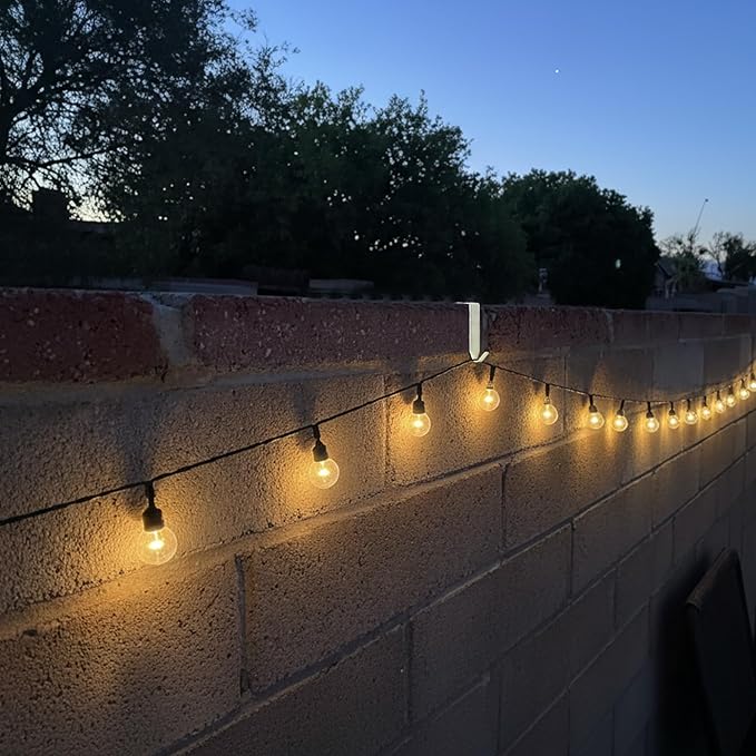 Frienda 12 Pcs Adjustable Outdoor Light String Metal Hooks for 3.2-6 Inch Concrete Wall Cinder Block Fences Hangers Outdoor Light String Hooks No Drill for Concrete Wall Cinder Block and Fence(White)