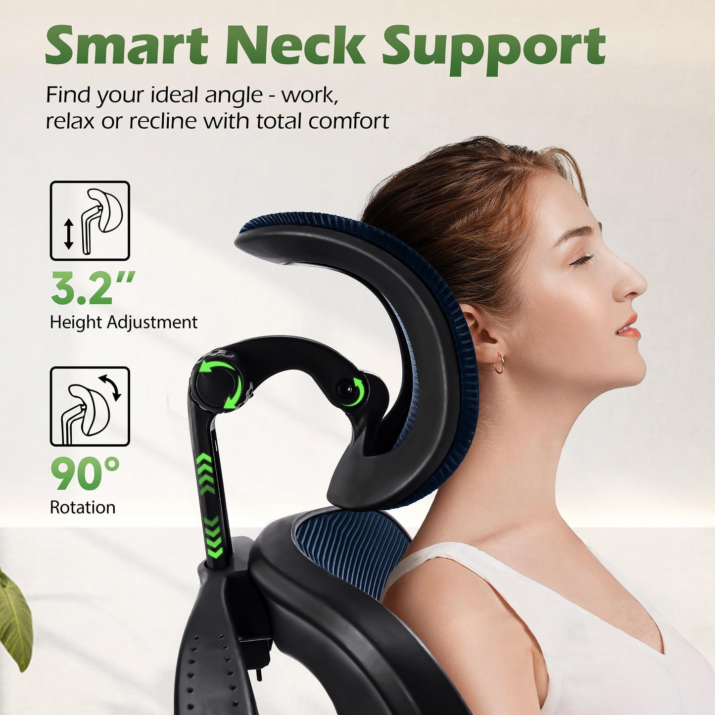AreShark Office Chair Ergonomic Desk Chairs with Adjustable Lumbar Support& Headrest Hanger, High Back Breathable Mesh Chair with Wheels, Rolling Swivel Comfy Task Computer Chair for Home Work Gaming