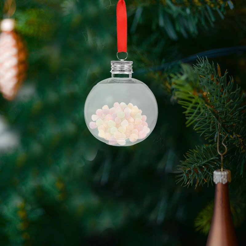 TOVINANNA 10pcs Round Plastic Bottle Shaped Christmas Ornaments Fillable Candy Tree Decorations