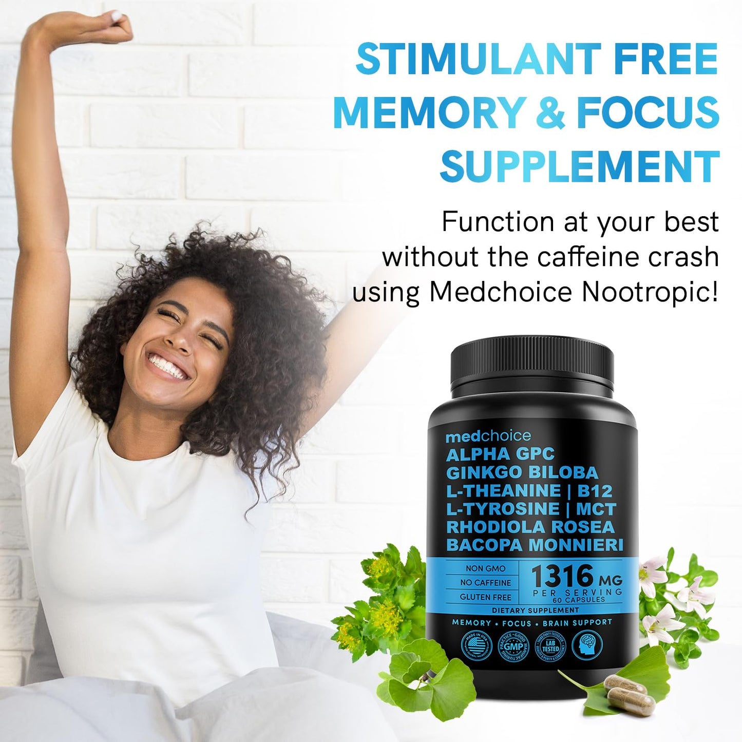 MEDCHOICE Turmeric & Ginger (120ct), Sleep Melatonin (180ct), and Nootropic Brain (120ct) Supplement Bundle - Wellness Trio for Brain, Sleep, & Immune Support - Vegan, Non-GMO, Gluten-Free