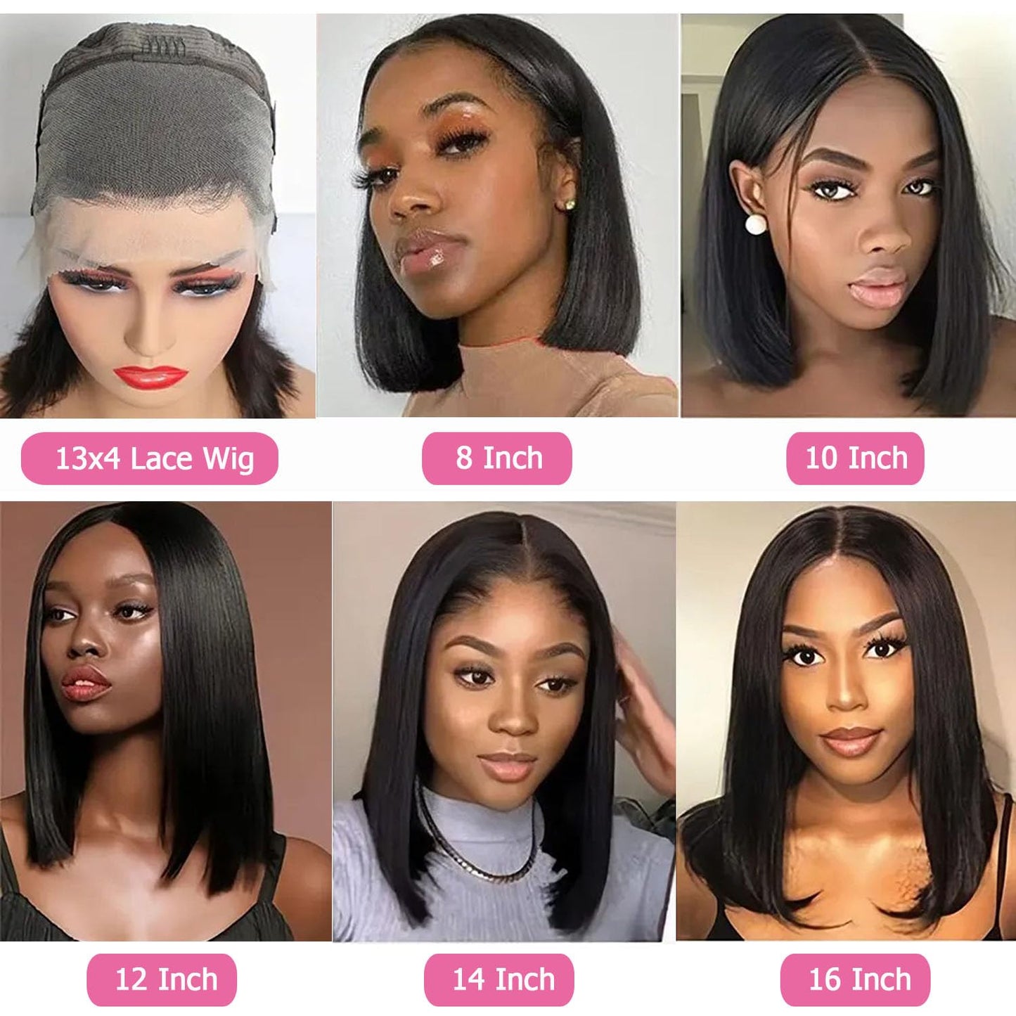 Hertune Bob Wig Human Hair 13x4 Frontal Lace Wig Human Hair 180 Density Glueless Pre Plucked with Baby Hair Straight Bob Wigs for Black Women 180% Density Pre Plucked Natural Color 12 inch