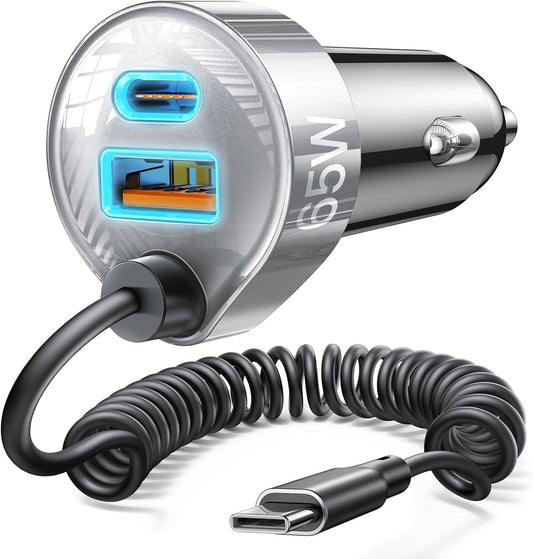 LISEN 65W Car Charger USB C Fast Charging for iPhone 16 15 Pro Max,Super Fast Type C Car Charger Adapter Fit iPhone 16e 15 Pro Max Plus,iPad Pro,Samsung Galaxy S25 S24 Ultra,Pixel,Android,Black