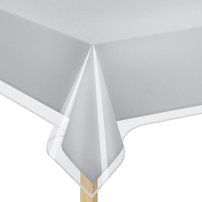 Elaine Karen Clear Plastic Table Cover Protector 100% Waterproof Table Protector Crystal Clear Plastic Tablecloth Cover for Dining Table Heavy Duty Vinyl, 60" x 120" Oval
