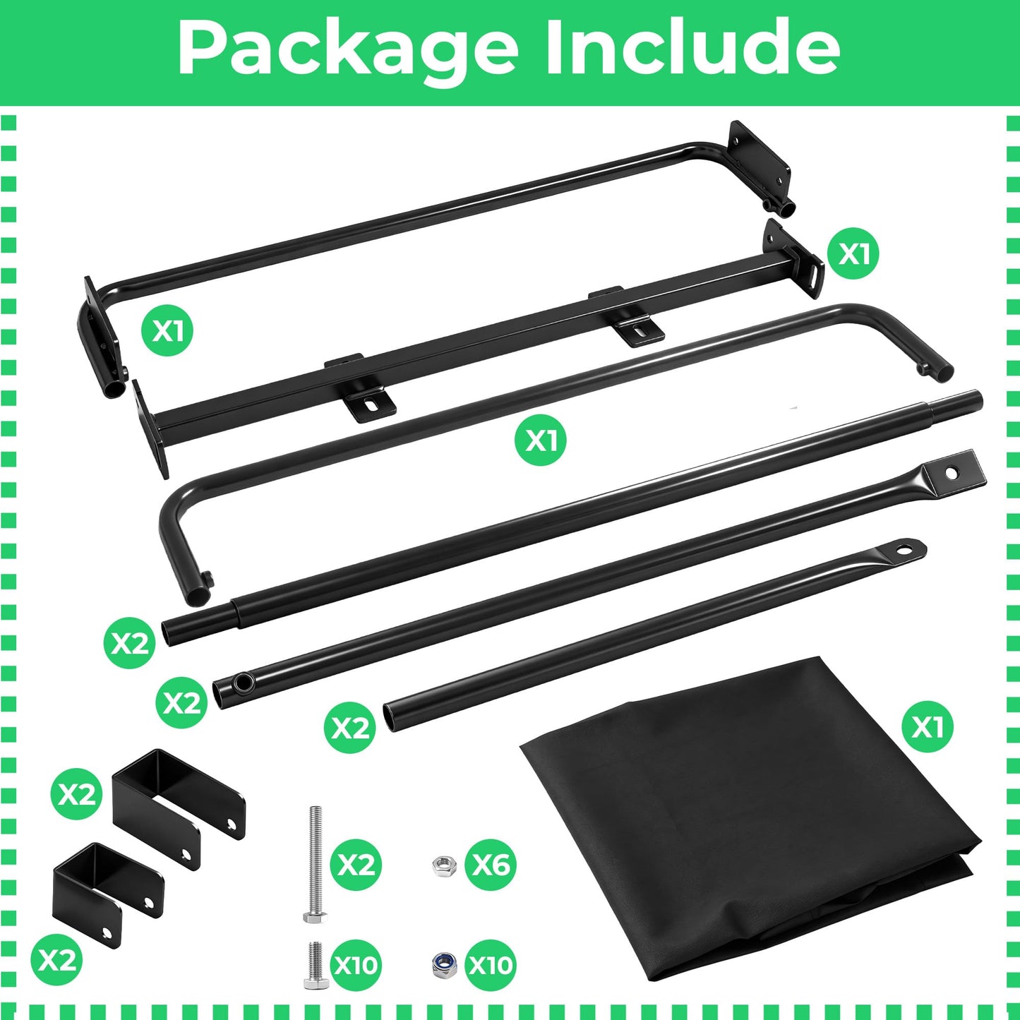 JL JiveLum Universal Tractor Canopy Compatible with ROPS – UV Resistant Sunshade Fit for Compact Tractors, Riding Mowers, Zero Turn Mowers & Lawn Tractors, Easy Install