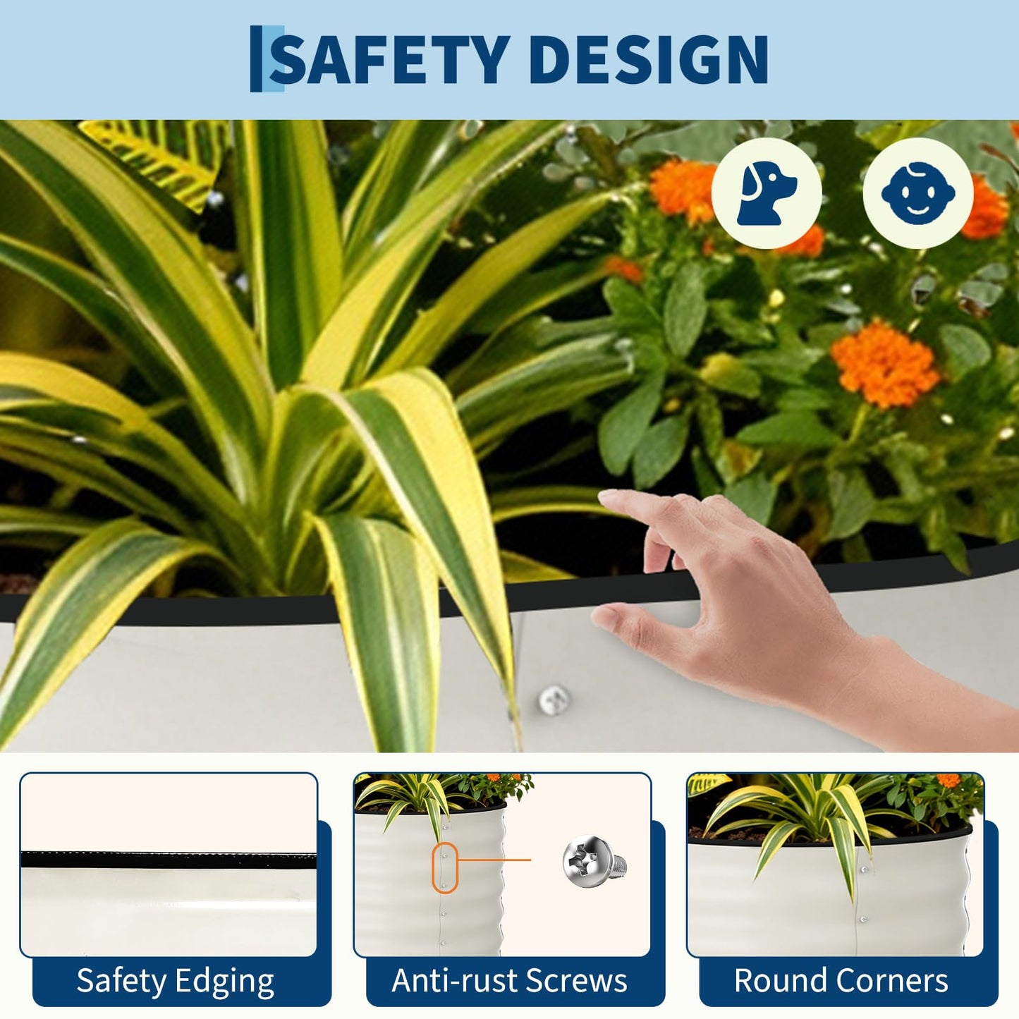Garvee 2 Pack Galvanized Raised Garden Beds - 8x4x2ft Planter Box for Vegetables, Flowers, Rust-Resistant Garden Box, Easy Assembly Raised Beds, Durable Planters for Outdoor Plants, Beige
