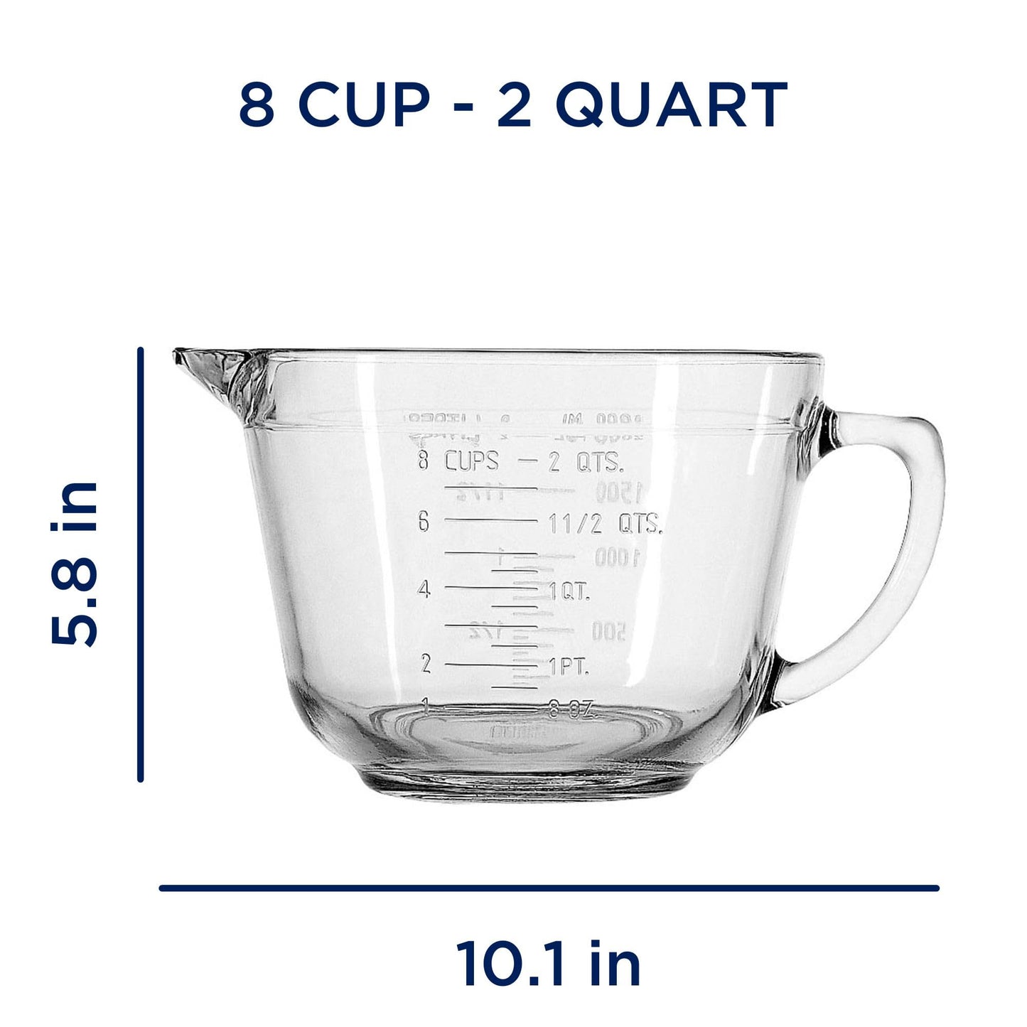 Anchor Hocking Batter Bowl, 2 Quart Glass Mixing Bowl