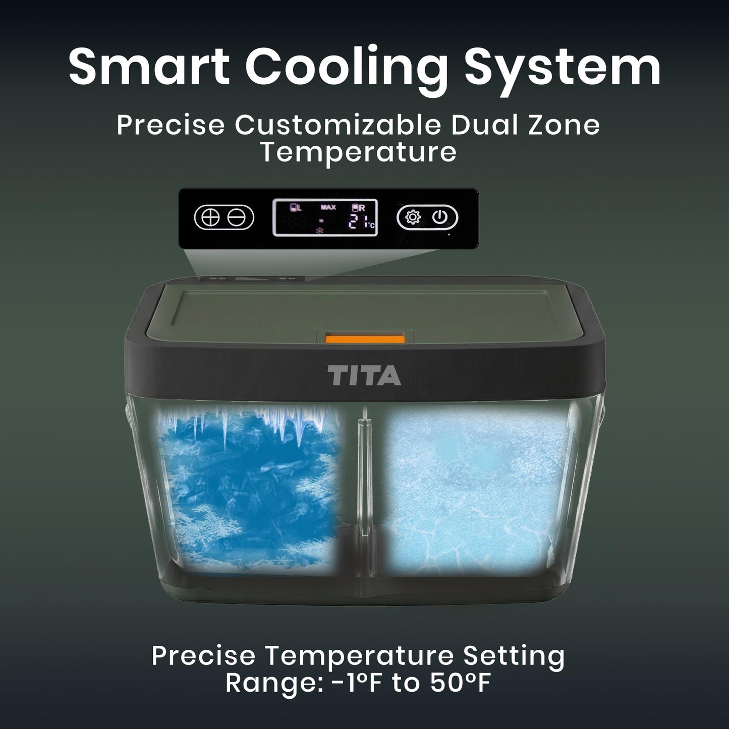 TITA 42 Qt Car Refrigerator for Tesla Model Y & Juniper, Portable 12V Dual-Zone Car Fridge Freezer, Rapid Cooling & Energy-Saving Modes, Mini Car Cooler for Travel, Camping & 12V/24V Vehicles