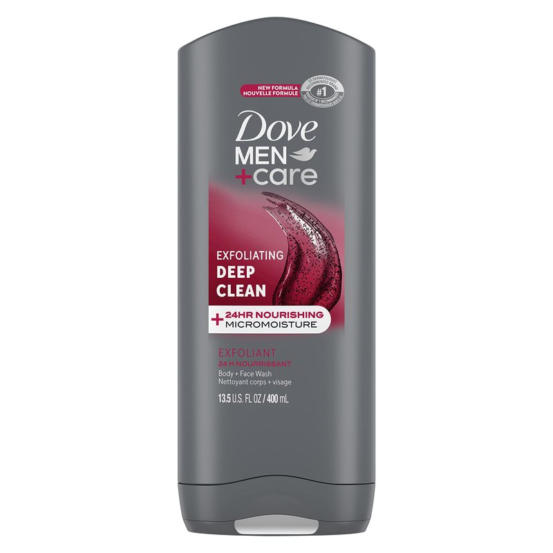 DOVE MEN + CARE Body and Face Wash Exfoliating Deep Clean Body Wash for Men with 24-Hour Nourishing Micromoisture Technology, 13.5 oz