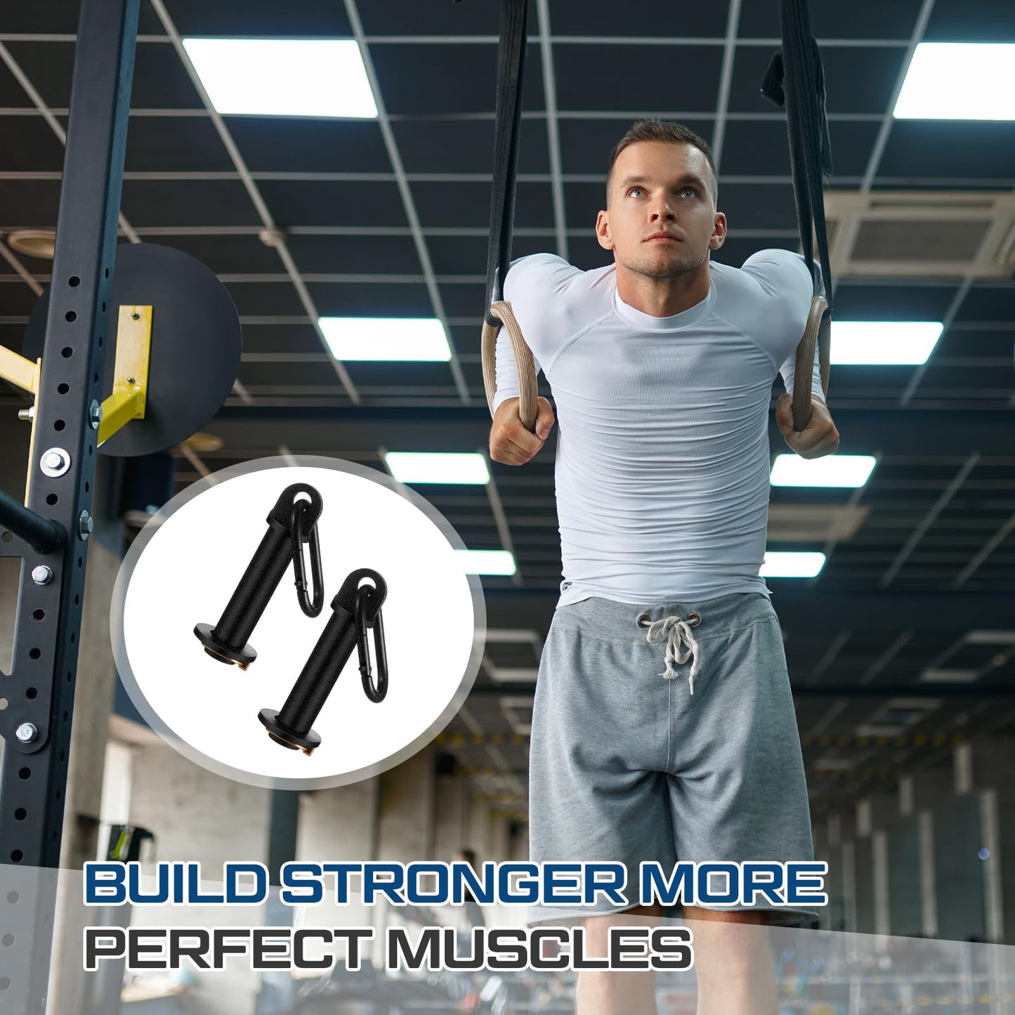 Lasnten 2 Pack Power Cage Squat Rack Home Gym Equipment Attachments Accessory Fits 3x3 Rack with 1" Hole for Power Strength Training Workouts"