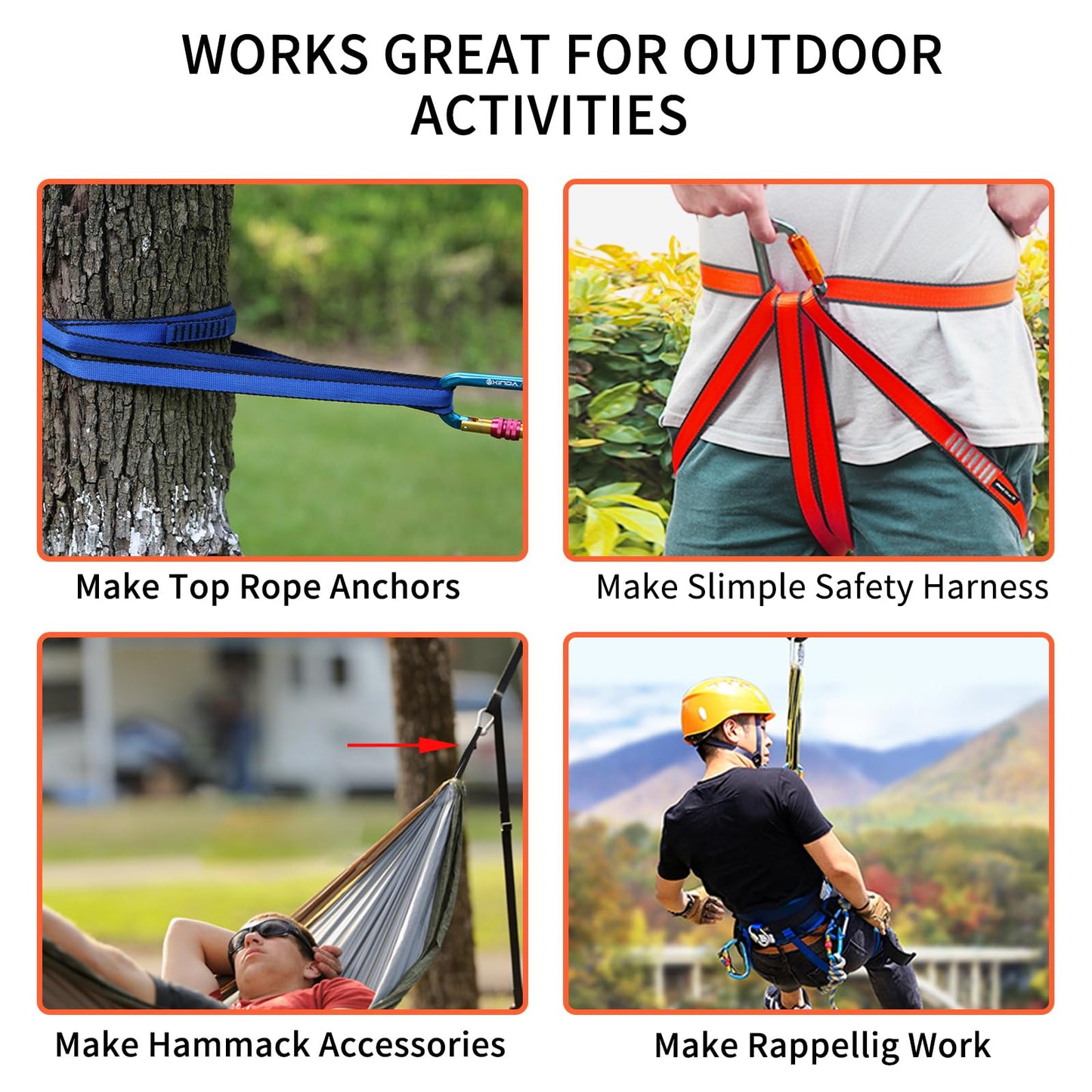 NewDoar 16mm Climbing Sling UIAA CE Certified,23KN EN566 Certified,Climbing Utility Cord Rock Climbing,Creating Anchors System,Rappelling Gear,Perfect for Tree Work(Blue 48" 1pcs)"
