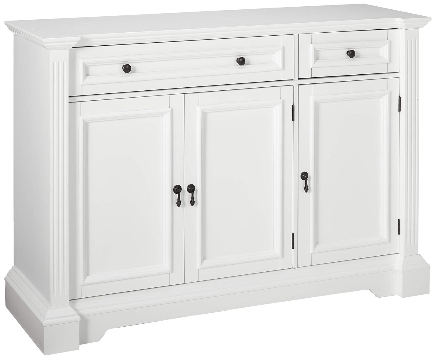 Kings Brand Furniture White Finish Wood Buffet Breakfront Cabinet Console Table With Storage, Drawers, Shelves