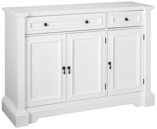 Kings Brand Furniture White Finish Wood Buffet Breakfront Cabinet Console Table With Storage, Drawers, Shelves
