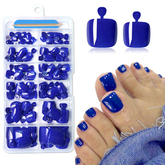 Lifextol 120PC Blue Press on Toenails for Women Fake Toe nail Press ons Acrylic Toe Press on Nails Set, Blue Press on Toe Nails Press on Fake Toenails Press ons Acrylic Toe Nail Tips Kit&Glue Tab-H