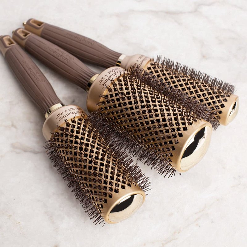 Olivia Garden NanoThermic Ceramic + Ion Round Thermal Hair Brush - Not Electrical - Professional Blowout Brush for Normal to Thick Hair, NT-64 2 3/4"