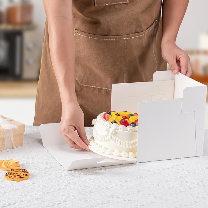 5 Pack Cake Boxes 10 Inch, 10x10x8 Inches Tall Cake Large Box, Disposable Cakes Transport Containers with Lids, Bakery Boxes with Large Window, for Cookies Pies Cupcakes Pastry-Wedding,Birthday, Party