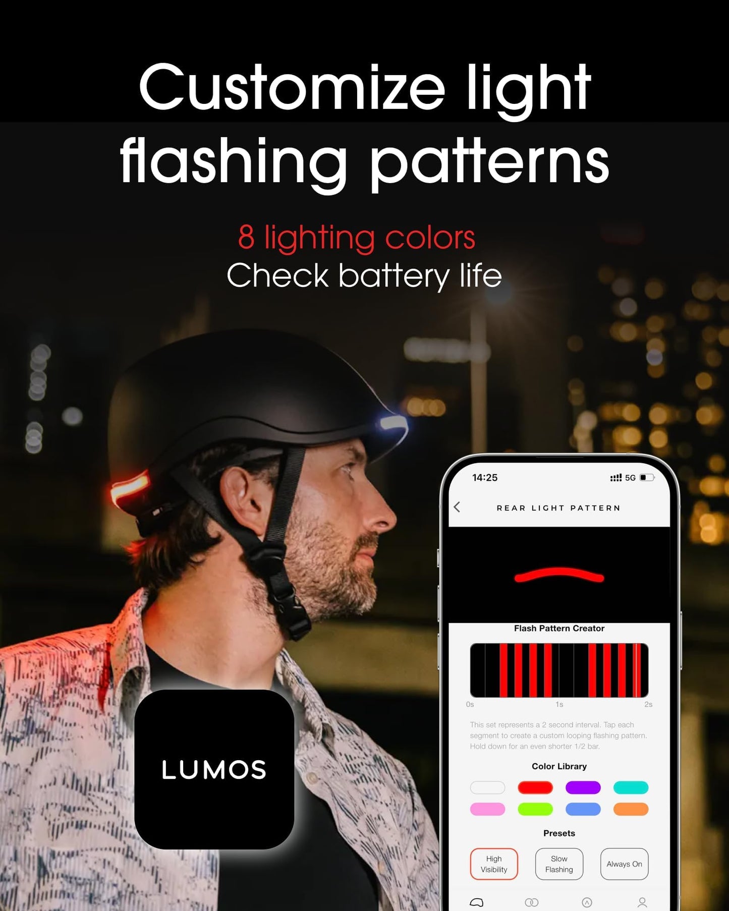 Lumos Nyxel Smart Bike Helmet, Customizable Front and Back LED Lights with Turn Signals, 360° Visibility App Controlled Comfortable & Lightweight Skateboard Urban Helmet for Adults, Men Women