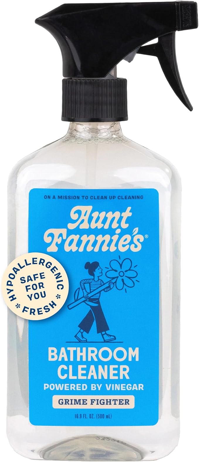 Aunt Fannie's All Purpose Bathroom Cleaner Vinegar Spray for Shower, Tub, Toilet, Tile, Sink and Fixtures, 16.9 Ounces (Pack of 1)