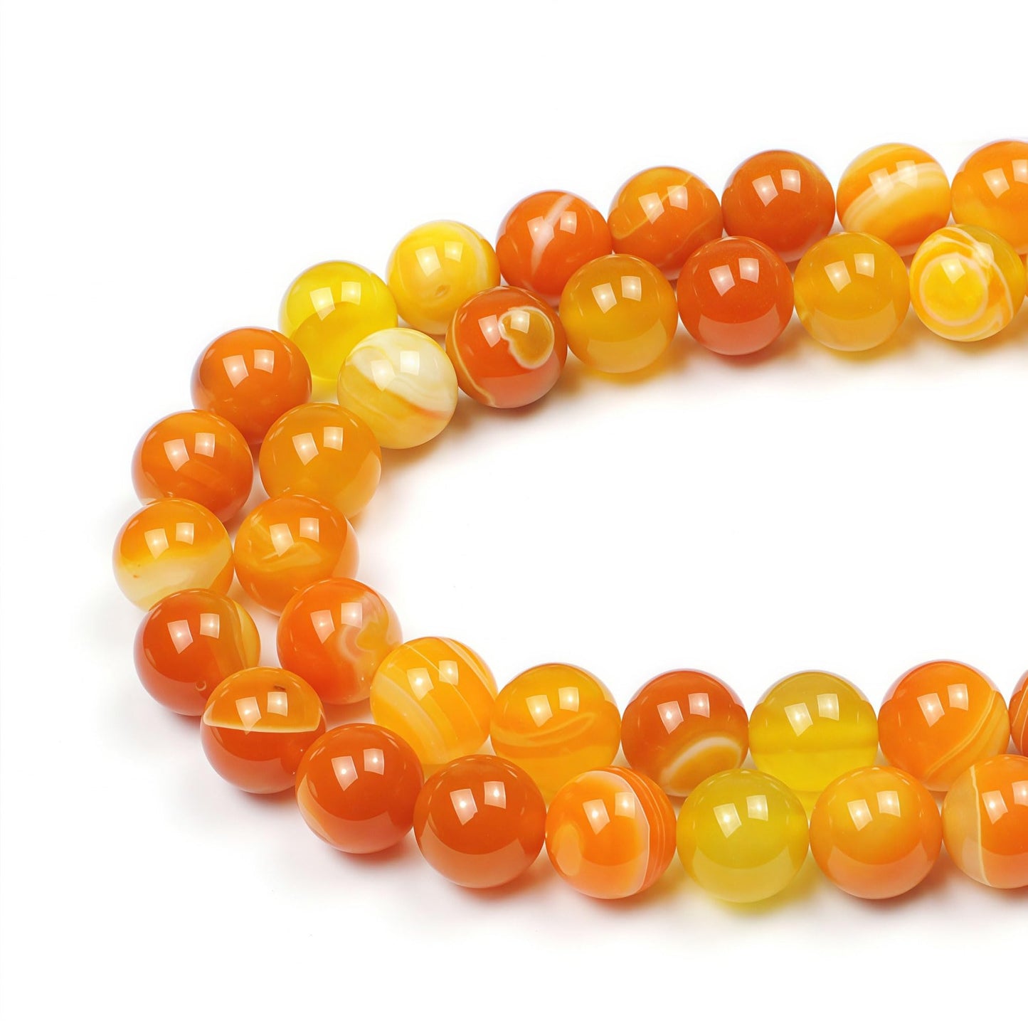 MJDCB Natural Stone Beads Orange Stripe Agate Round Loose Beads for Jewelry Making DIY Bracelet Necklace (8mm)