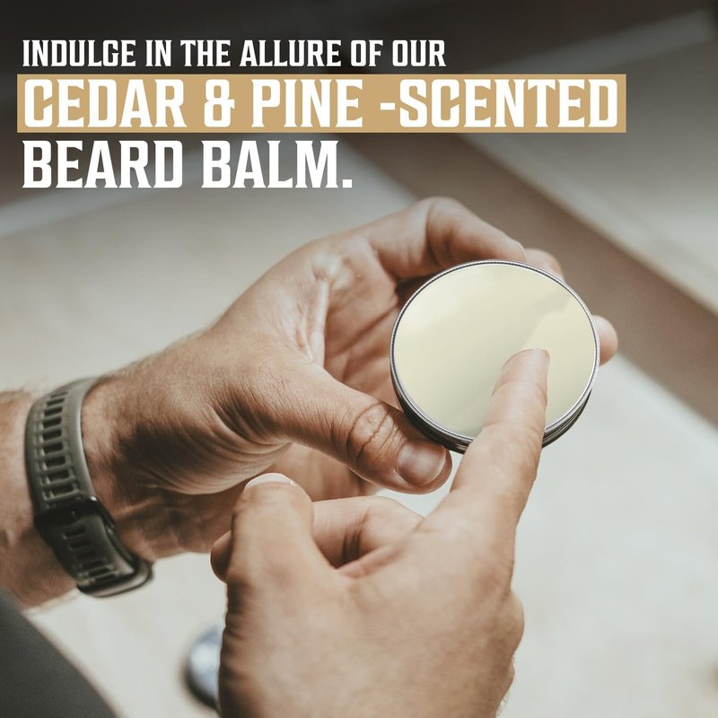 Viking Revolution Cedar & Pine Beard Balm - Butter with Argan Oil, Softener & Moisturizer for Men - Wax for Beards (2oz, 1 Pack)