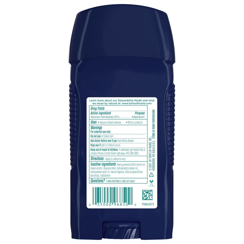 Tom's of Maine Antiperspirant Deodorant for Men, Mountain Spring, 2.8 oz. 3-Pack