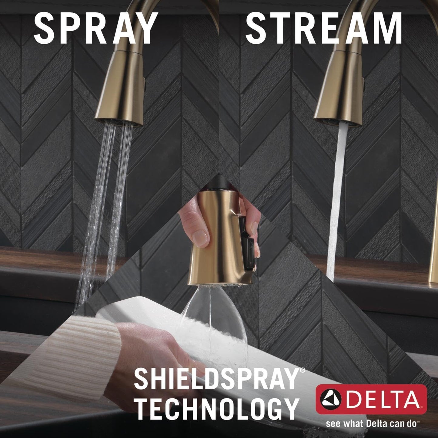 Delta Faucet Lenta Gold Kitchen Faucet, Soap Dispenser Included, Kitchen Sink Faucet, Gold Faucet for Kitchen Sink with Magnetic Docking Spray Head, Champagne Bronze 1982Z-CZ-DST