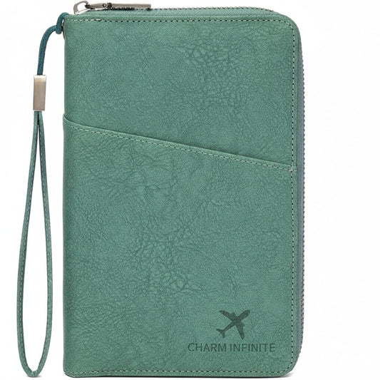 Family Passport Holder Wallet with Zipper, RFID Blocking Travel Document Organizer for Women Men, Portable Case Cover for Cards, Boarding Pass, ID, Money, Tickets with Wrist/Neck Strap