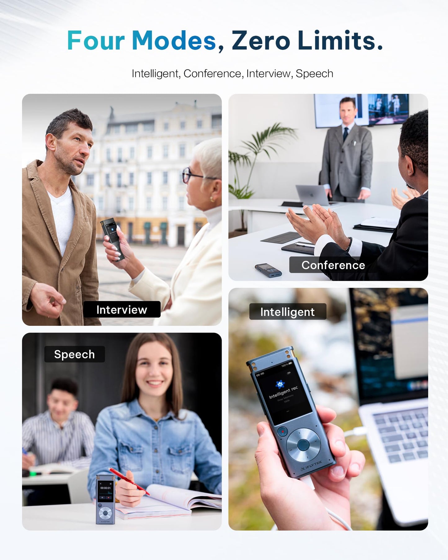 iFLYTEK AI Voice Recorder with Playback & Voice Activated Recording, 32GB Digital Audio Recorder Device for Lectures, Real-Time Transcription, Noise Reduction - Ideal Spy Hidden Recorder, 302Pro
