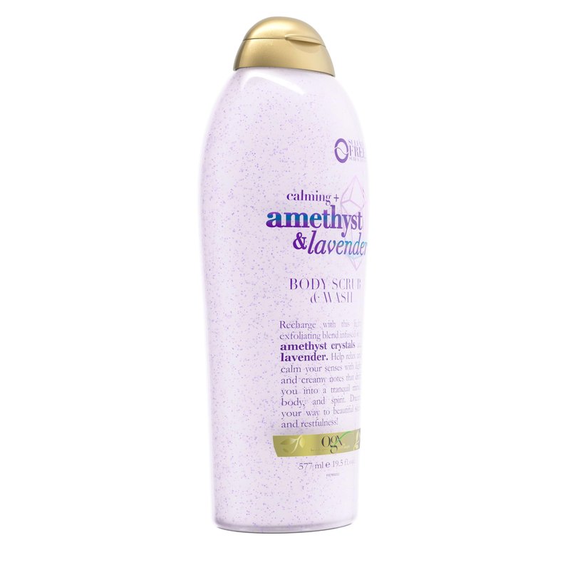 OGX Calming + Amethyst & Lavender Body Scrub & Wash, Gently Exfoliating, 19.5 fl oz