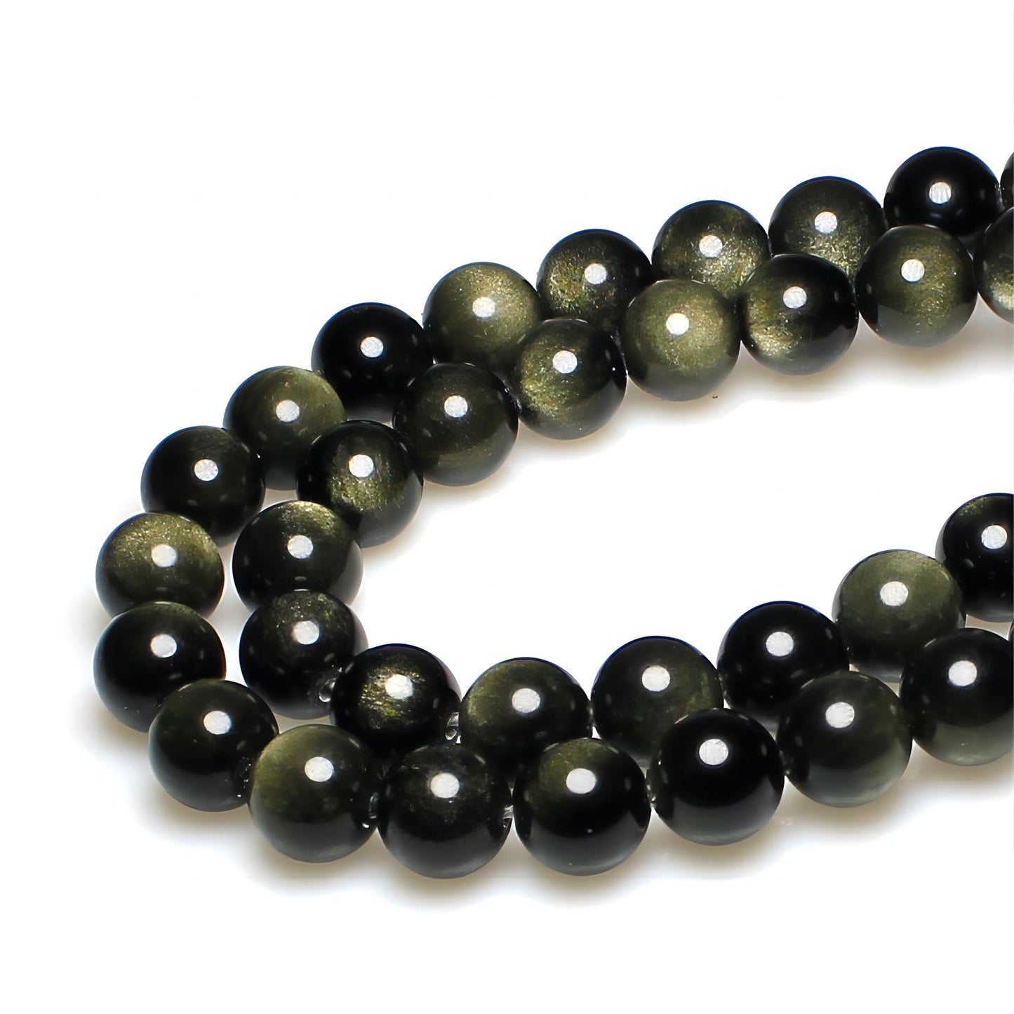 MJDCB Rare Collection Natural Stone Beads Gold Obsidian Round Loose Beads for Jewelry Making DIY Bracelet Necklace (8mm)