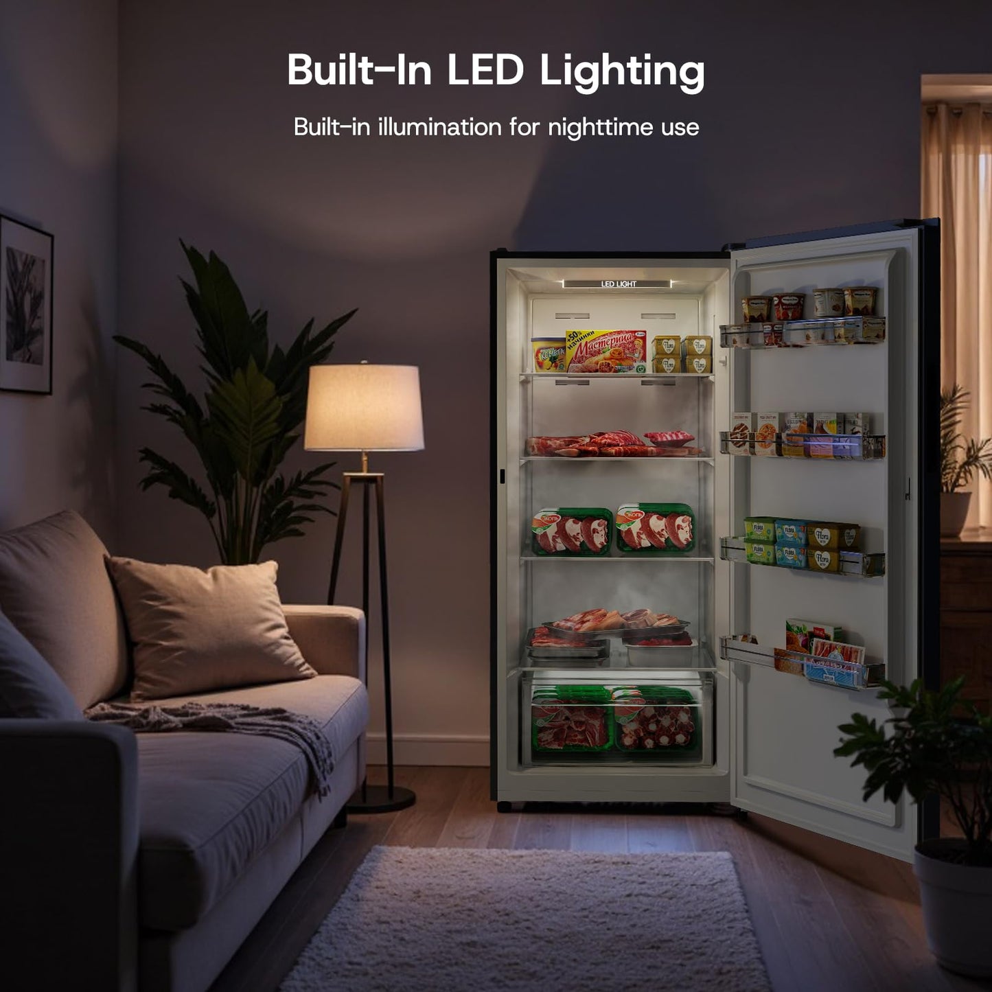 Upstreman 14.0 Cu.Ft. Upright Freezer, Convertible Freezer Fridge with Smart Electronic Control, Frost Free, Energy Star, Quiet Operation, Stand Up Freezer for Homes, Office, Garage-UF14