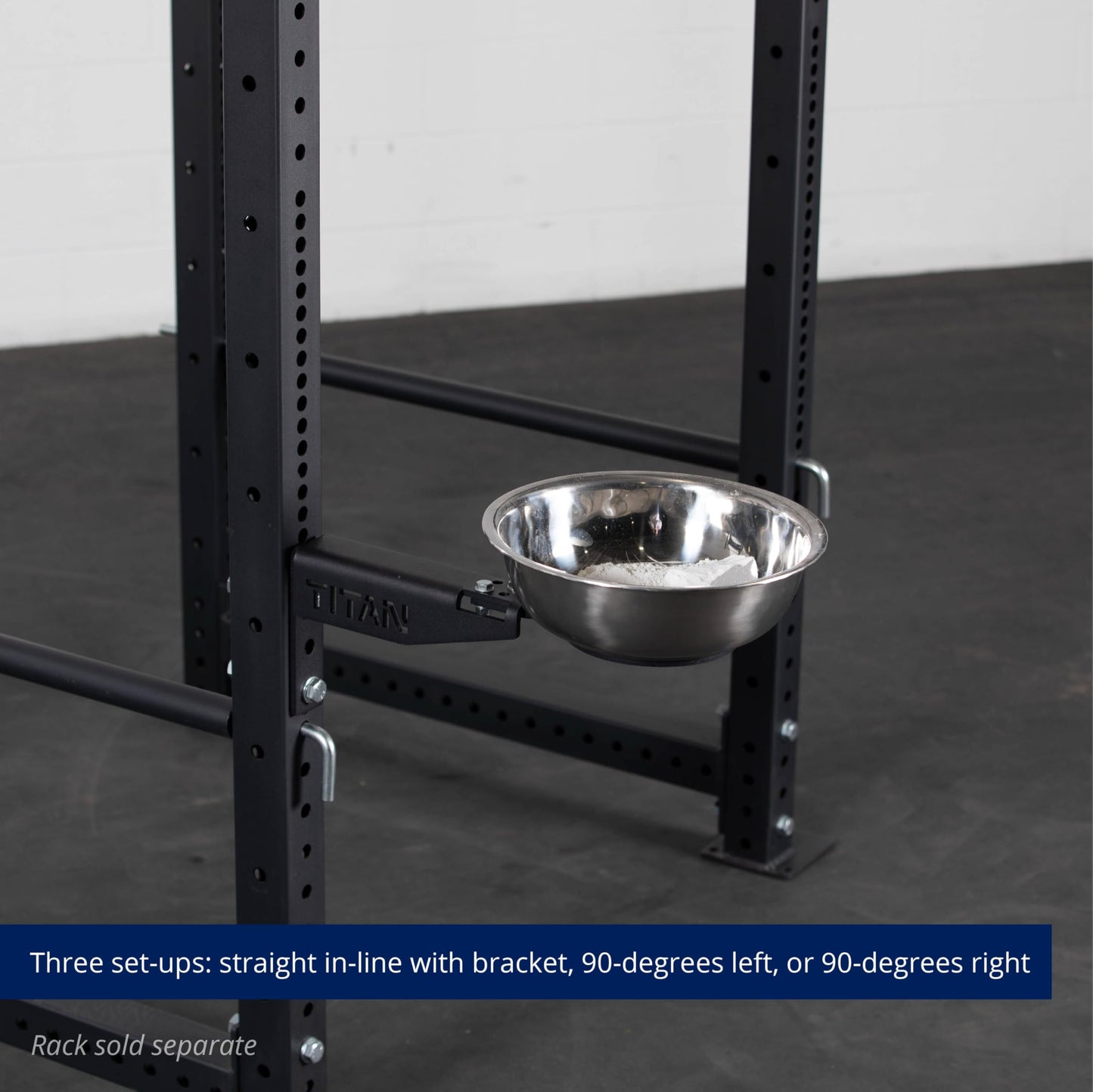 Titan Mounted Rack-Mounted Chalk Bowl Fits T-3 or X-3 Series Power Racks, 14" Stainless Steel Bowl"