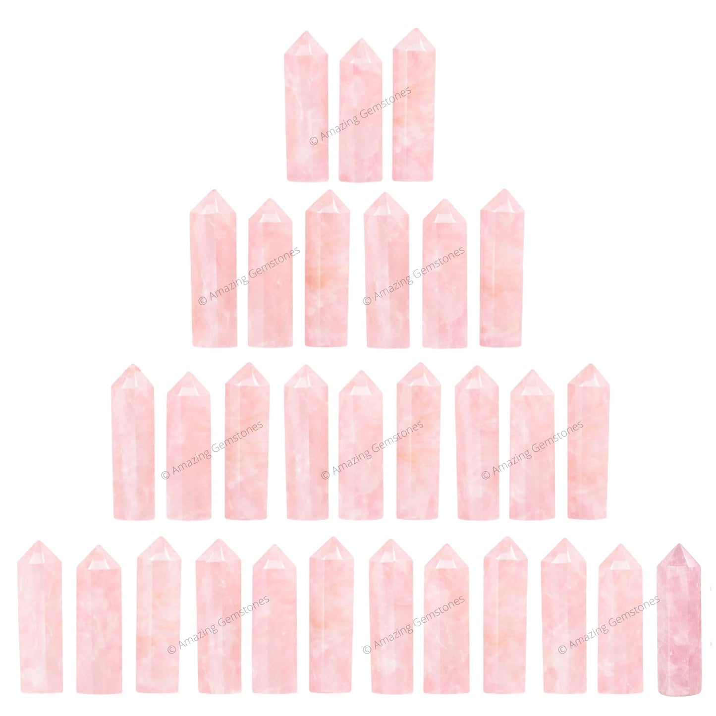 Amazing Gemstone Rose Quartz Crystal Points Bulk Healing Crystals - Pack of 3 Single Terminated Healing Wand Point Bulk Crystals for Crafts, Crystal Grid, DIY Work - Premium Crystals - Beginners Gift