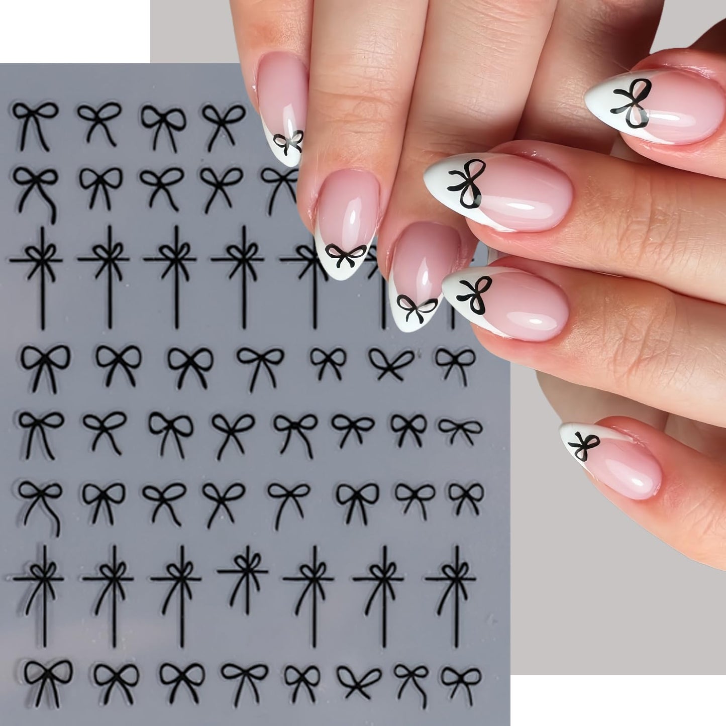 8 Sheets Bow Nail Art Stickers 3D Self-Adhesive Cute Nail Decals Glossy Black White Red Gold Aurora Bowknots Nail Designs Bow Stickers Bow Tie Nail Supplies for Women Valentines Day Accessories Decor
