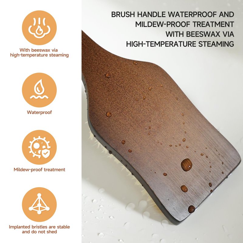 ENAMELEVO Back Scrubber Shower Brush,Dry Brushing Body Brush with 17.7 Inch Curved Long Handle, Natural Bristles for Lymphatic Drainage, Soft & Stiff Bristles Available (Soft-Fine Boar Bristles)