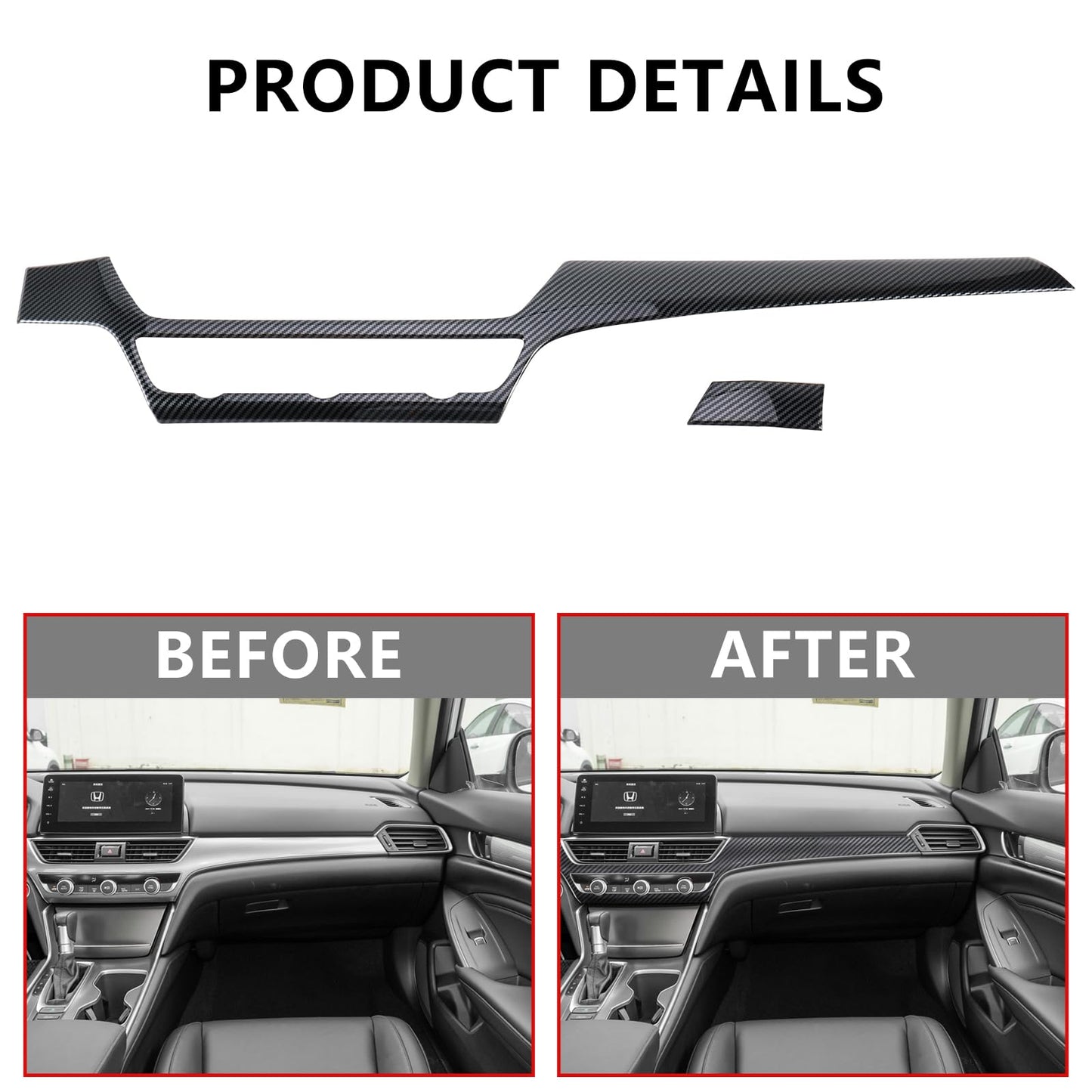 Fancemot 20 Pcs Carbon Fiber Interior Kit, Gear Shift Panel Cover AC Air Vent Cover Side Door Panel Strip Cover Steering Wheel Cover Compatible with Honda Accord 10th Gen 2018-2022