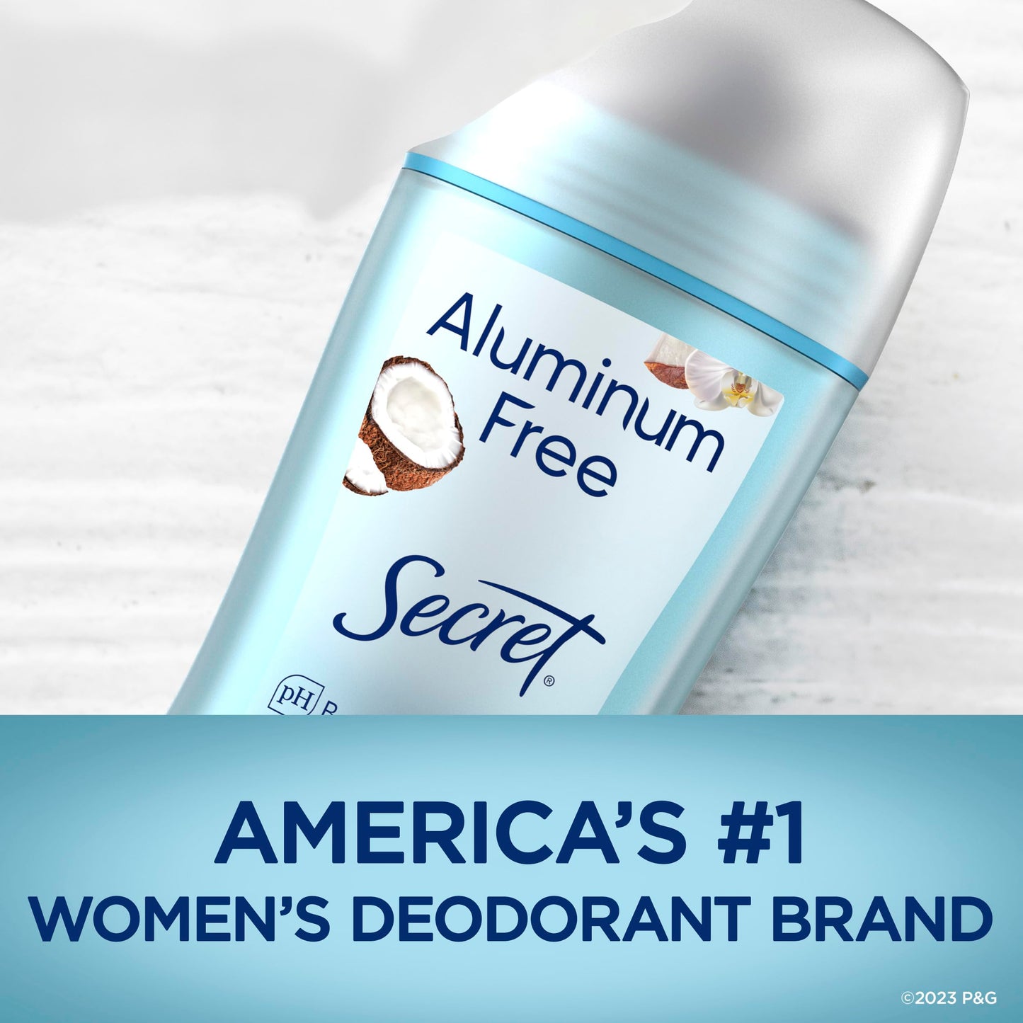 Secret Aluminum Free Deodorant for Women, 48hr Odor Protection, Naturally Derived Ingredients, Free of Parabens Dyes Talc & Baking Soda, PH Balanced, Dry Solid, Coconut Scent, 2.4 oz (Pack Of 3)