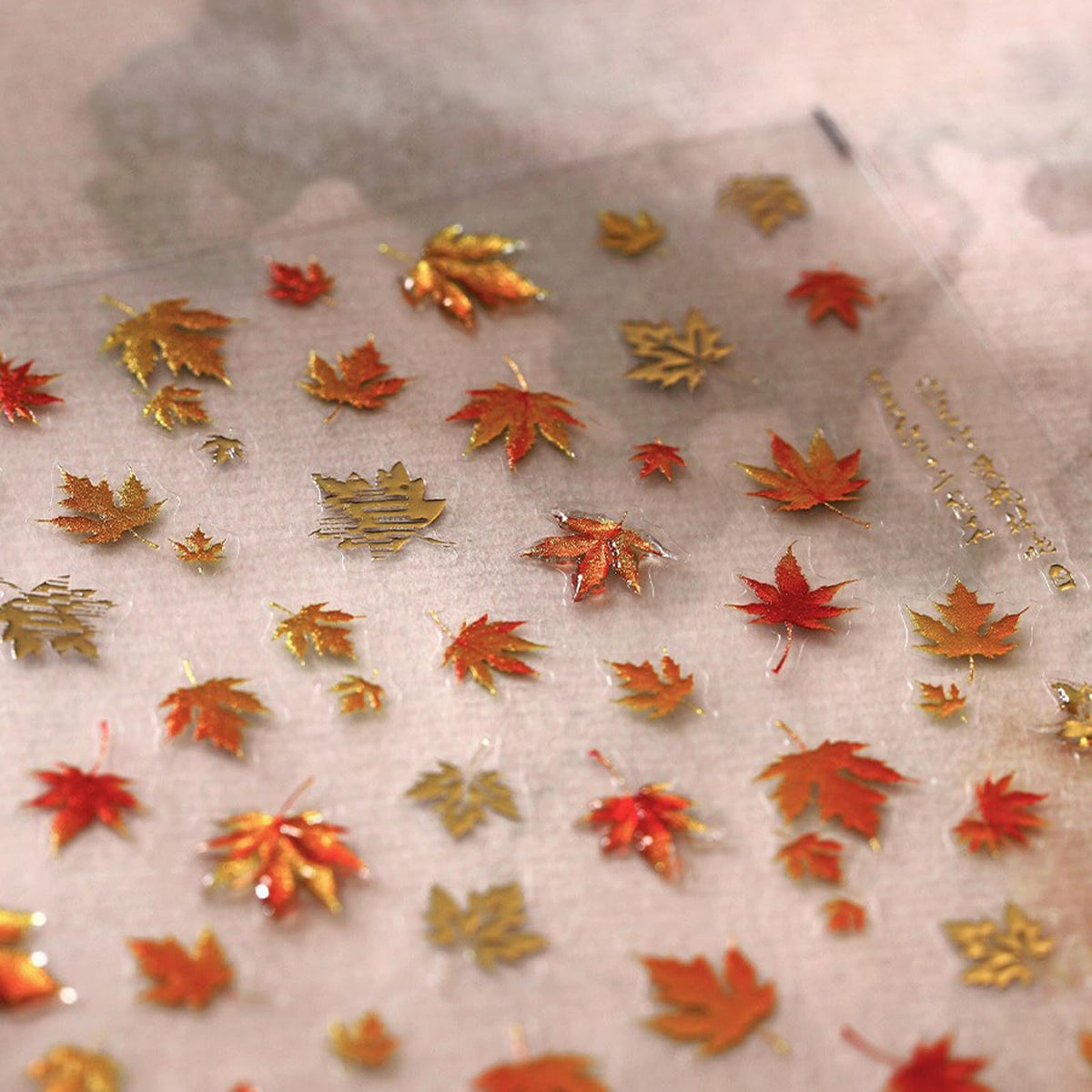 Fall Bronzing Maple Leaf Nail Art Stickers, 5D Self-Adhesive Leaves Design Foils, Autumn Thanksgiving Nail Decorations Supplies for Women Girls DIY Manicure 1 Sheet