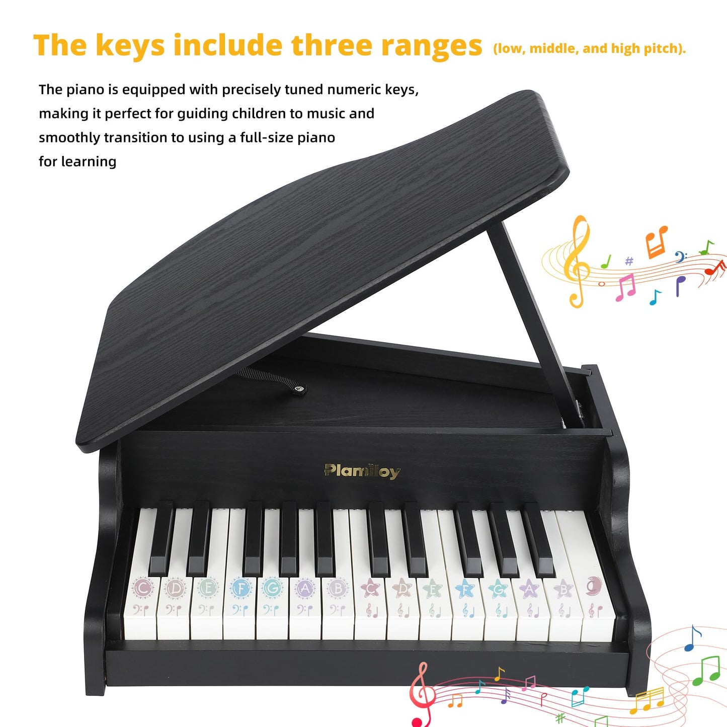 PLAMILOY Kids Piano, Toddler 25-Keys (Grand) Wooden Digital Keyboard Piano, First Instrument Toy for Baby Beginner 3 Ages+, Surprise Educational Early Learning Birthday Gift for Boys Girls
