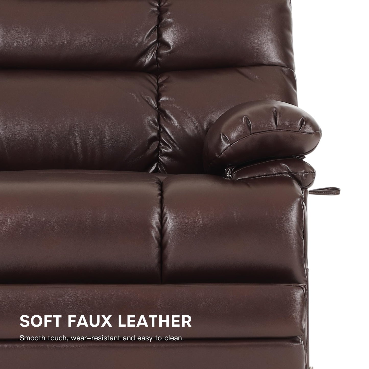 DYNOX 500 LBS Power Lift Recliner Chair for Big & Tall Seniors, Extra Large 3-Motor Lay Flat Chair with Heat, Massage & Extended Footrest(9505L,Faux Leather,Brown)