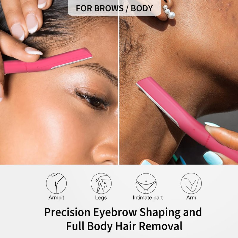 Dermaplane Razor, Face Razors for Women, Dermaplaning Tool with Microblades for Face, Gentle Facial Exfoliation, Peach Fuzz Removal and Eyebrow Shaping, Skin Care Tool for Smoother Skin, Coral