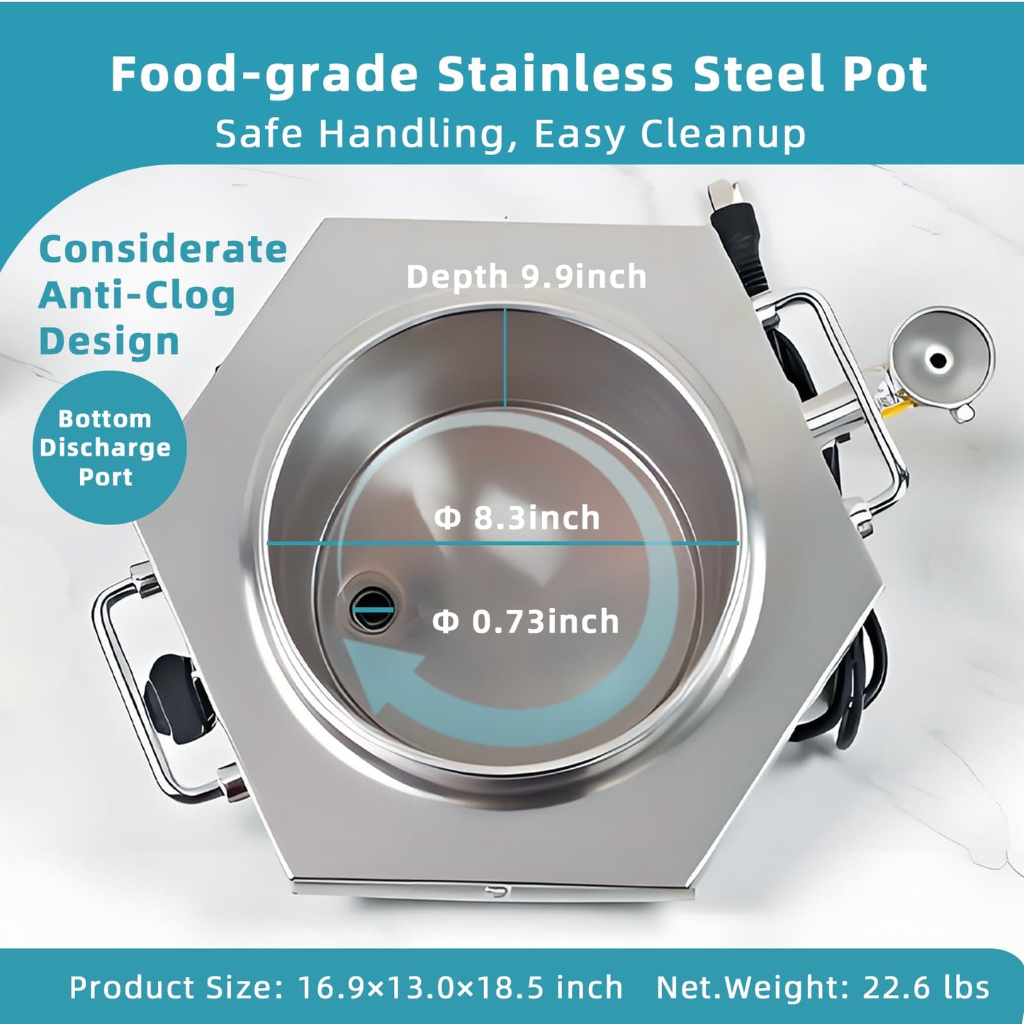 Hehinton 3-in-1 Professional Double Boiler Melting Pot, 8.3Qt 1500W All Stainless Steel Melter for Chocolate, Candle Wax Soap Making | Fast Even Heating Melting & Keeping Warm