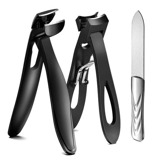 BEZOX Toe Nail Clipper for Thick Nails for Seniors, Nails Clipper Set for Comfort Nail Trimming, Precision Fingernail Clippers - Black