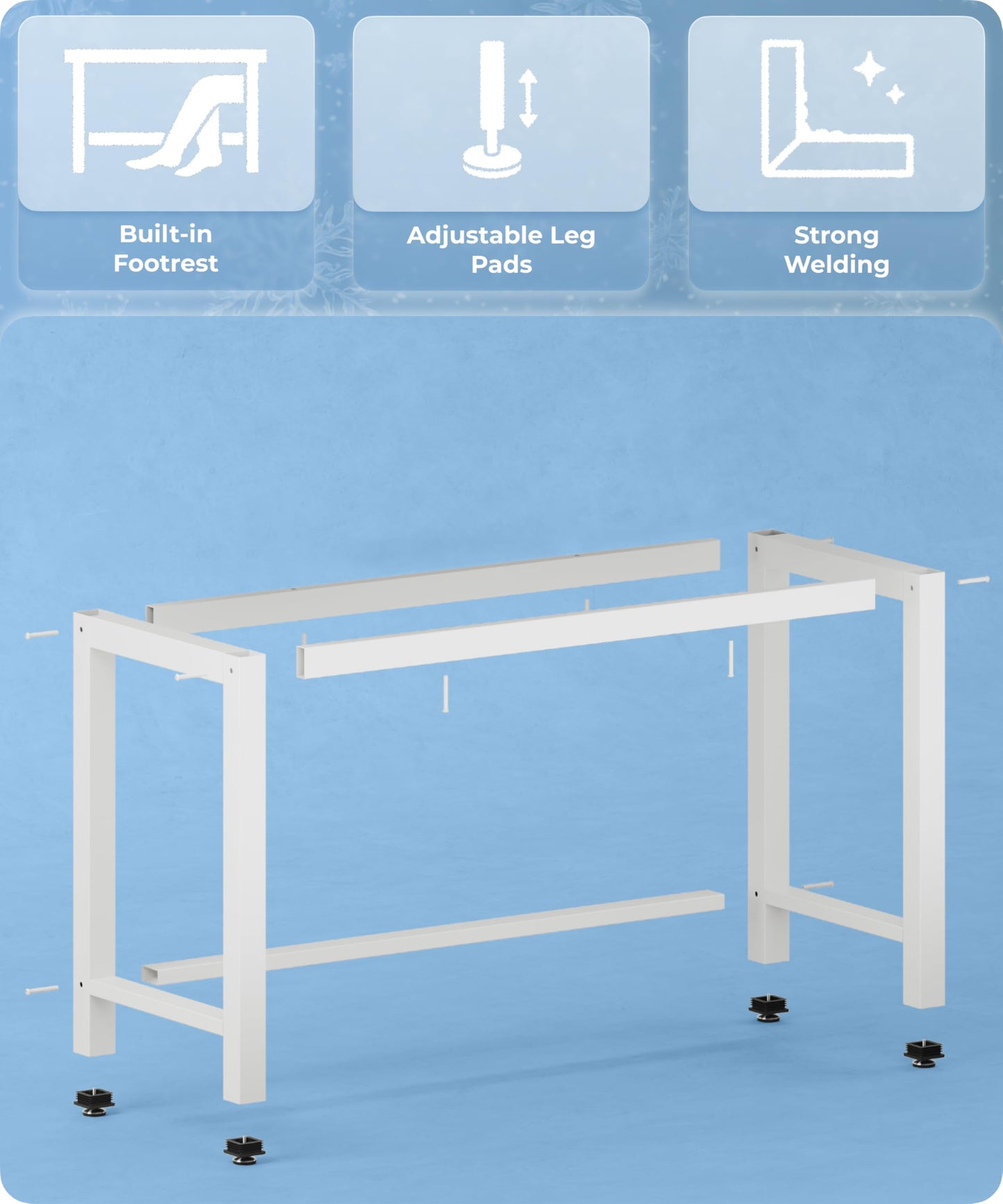 Fday 43" Home Office Desk Modern Computer Desk 43.3x23.6x29.5 inches PC Table with Thicken Frame Industrial Style Sturdy Metal Frame Furniture for Writing Gaming Marble White+White